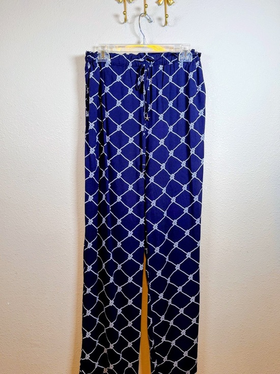 Classic Concept Pants - Classic Concept Nautical Navy & White Drawsting Pants w/ Rope Design. Size L
